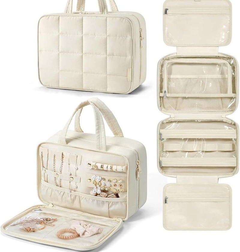 Small Black Polyester Hanging Cosmetic Bag Ergonomic Travel Toiletry Pouch With Hook - Image 3