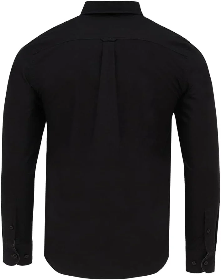 Cedro Cedro Men's Black Oxford Shirt - Regular Fit Cotton Long Sleeve