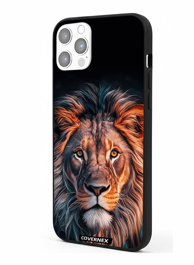 Covernex Apple iPhone 12 Pro Protective Case Cover Printed Featuring Majestic Lion Portrait - Image 1