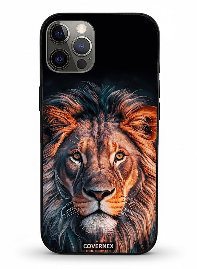 Covernex Apple iPhone 12 Pro Protective Case Cover Printed Featuring Majestic Lion Portrait - Image 2