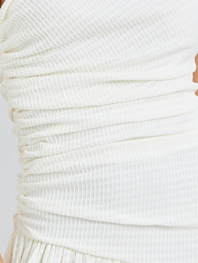 Styli  Styli Off-White Ruched One Shoulder A-Line Maxi Dress for Women | Best Price UAE