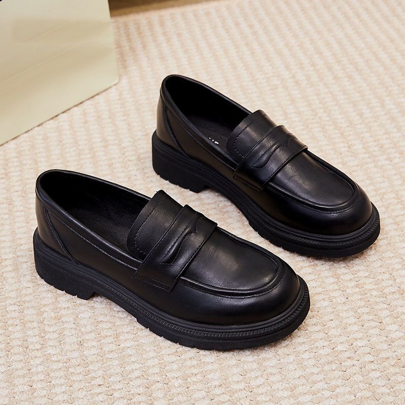 Anti-Slip Leather Fashion Flats 2023 Black 