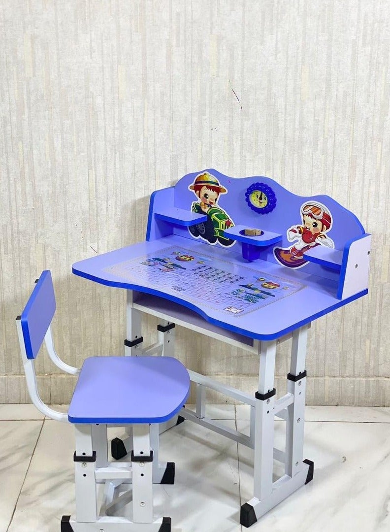Generic Adjustable Height Kids Study Table Set, MDF Study Table for 3-11 Years Old (blue)  - Image 1