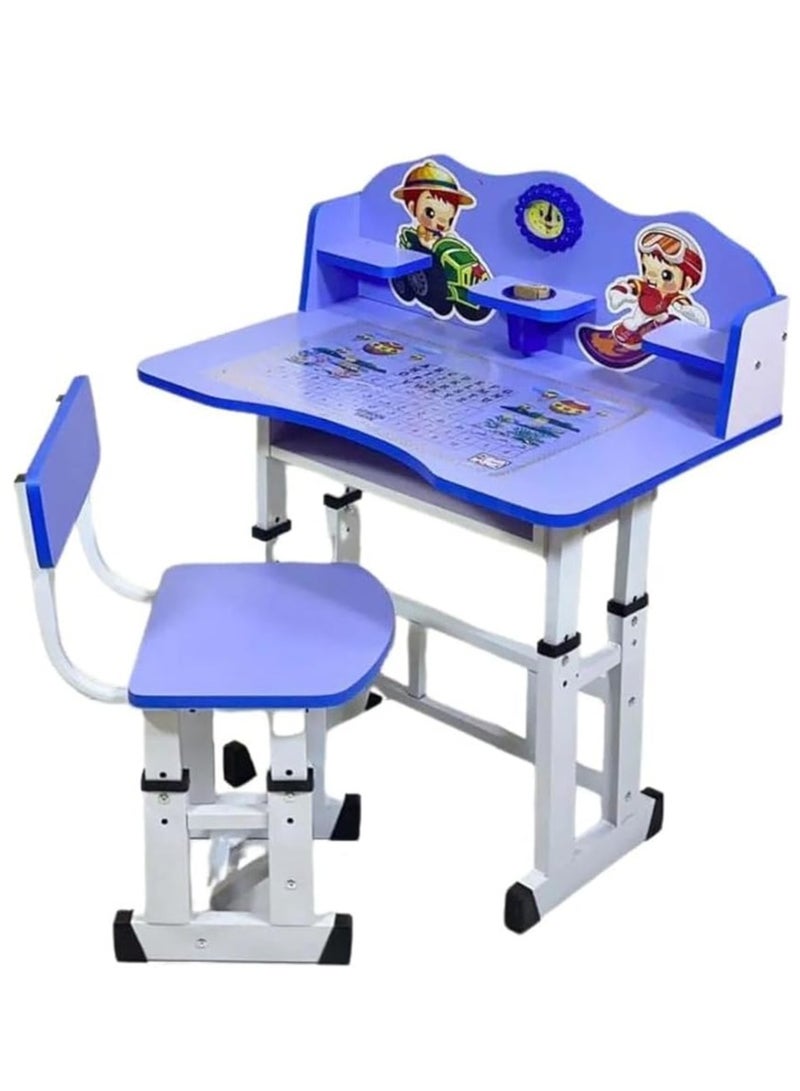 Generic Adjustable Height Kids Study Table Set, MDF Study Table for 3-11 Years Old (blue)  - Image 2