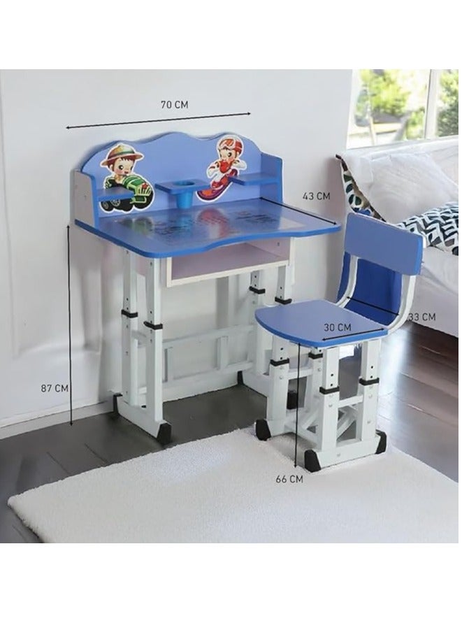 Generic Adjustable Height Kids Study Table Set, MDF Study Table for 3-11 Years Old (blue)  - Image 4