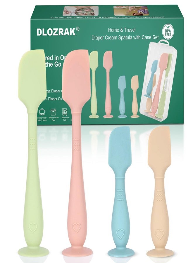 dlozrak 4-Pack Diaper Cream Spatula with Travel Case, Soft Baby Butt Spatula – Silicone Butt Paste Spatula, Convenient Diaper Spatula, Ideal Baby Shower Gift - Image 1