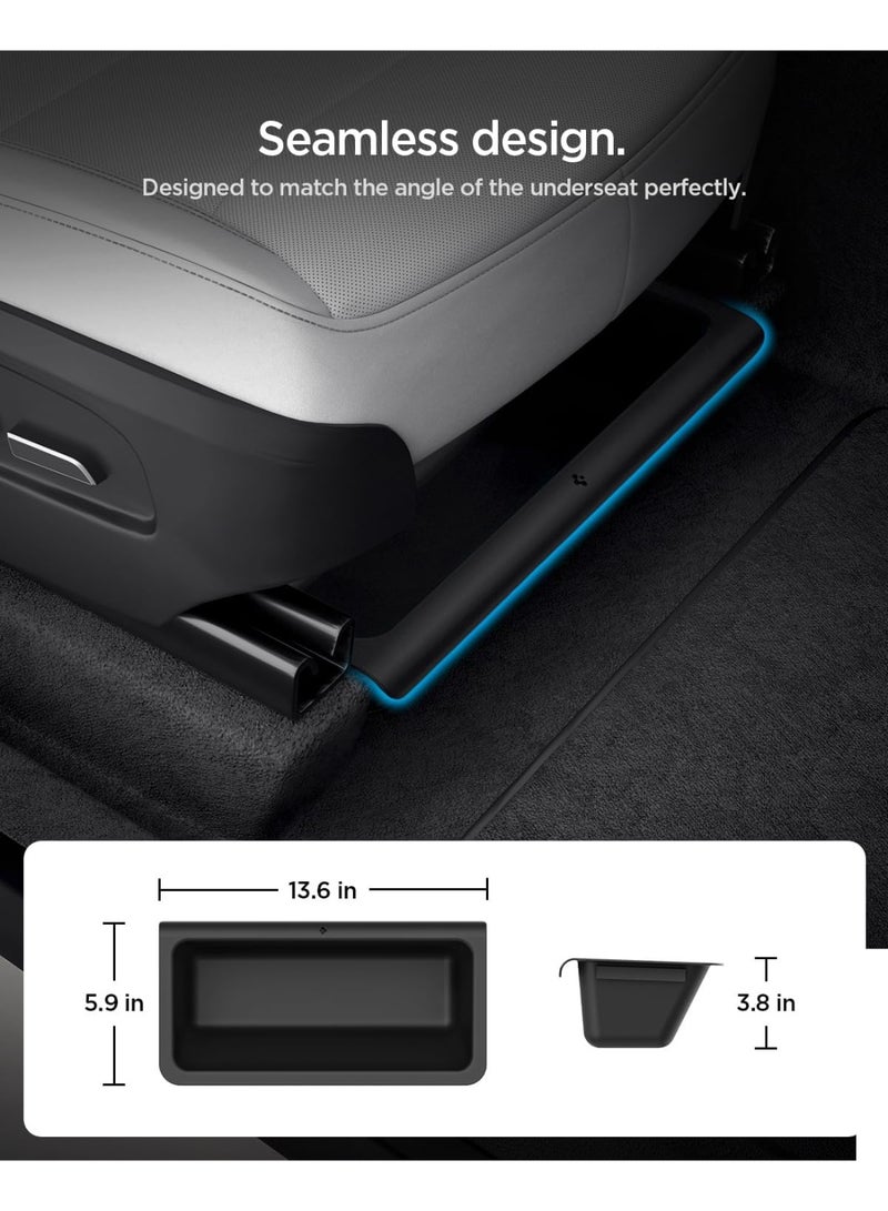 Spigen Under Seat Storage Box [2 PACK] for Tesla Model Y Juniper (2026/2025) Hidden Organizer Tray [Waterproof & Anti-Rattle] with Smooth Slide Technology - Image 3