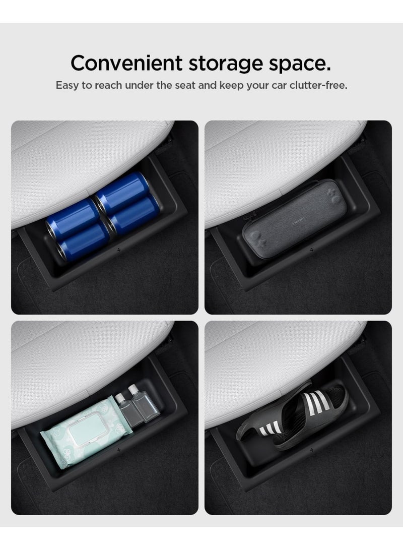 Spigen Under Seat Storage Box [2 PACK] for Tesla Model Y Juniper (2026/2025) Hidden Organizer Tray [Waterproof & Anti-Rattle] with Smooth Slide Technology - Image 4