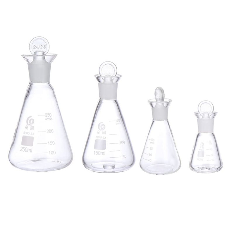 klarako Iodine Flask 4pcs Flask Glass Beakers Laboratory Supply with Scale High Borosilicate Glass Glass Flask - Image 1