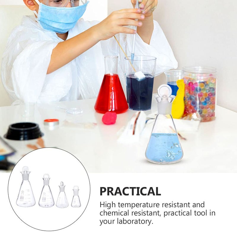 klarako Iodine Flask 4pcs Flask Glass Beakers Laboratory Supply with Scale High Borosilicate Glass Glass Flask - Image 2