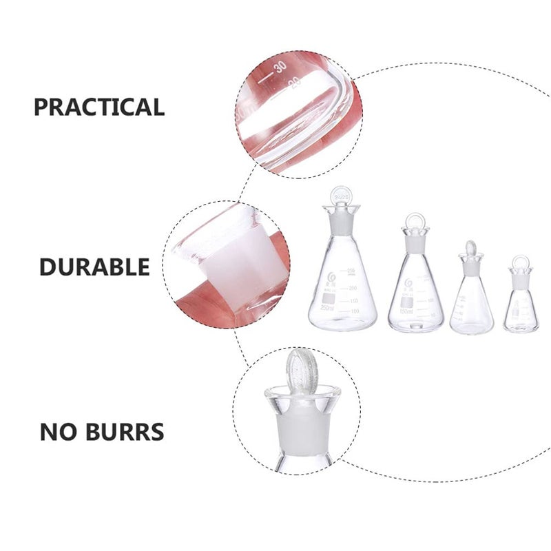 klarako Iodine Flask 4pcs Flask Glass Beakers Laboratory Supply with Scale High Borosilicate Glass Glass Flask - Image 4
