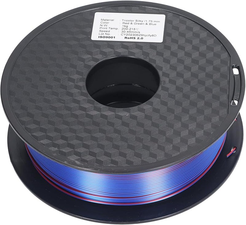 خيوط PLA حريرية ثلاثية الألوان 1.75 مم أحمر أخضر أزرق لطابعات ثلاثية الأبعاد وأعمال الفنون والحرف اليدوية - Image 2