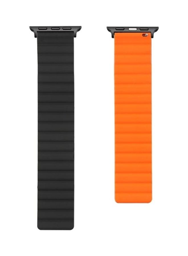 NIBEMINENT Replacement Watchband For Apple Watch Series 7 45mm/6 & SE 5 4 44mm/3 2 1 42mm( Black/Orange - Image 1