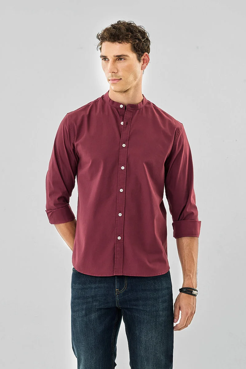 SNITCH Regular Fit Chinese Collar Oxford Shirt