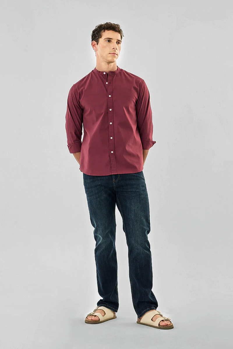 SNITCH Regular Fit Chinese Collar Oxford Shirt