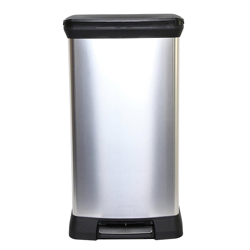 CURVER Metal Effect 70 Recycled Kitchen Pedal Touch Deco Bin 50 litres  Silver