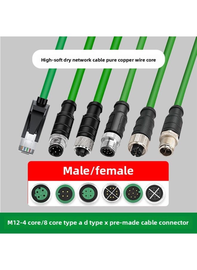Generic M12 To RJ45 Connector Profinet Industrial Network Cable Bus 4/8 Core Straight ADX Type High Flexibility Double Shield-Color:[straight 4-core A-type Male To Male—m12]-Line Length:3 Meters  - Image 3