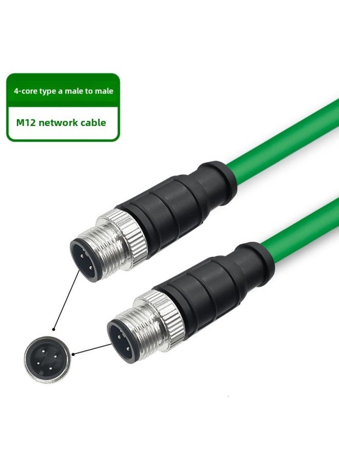 Generic M12 To RJ45 Connector Profinet Industrial Network Cable Bus 4/8 Core Straight ADX Type High Flexibility Double Shield-Color:[straight 4-core A-type Male To Male—m12]-Line Length:3 Meters  - Image 1