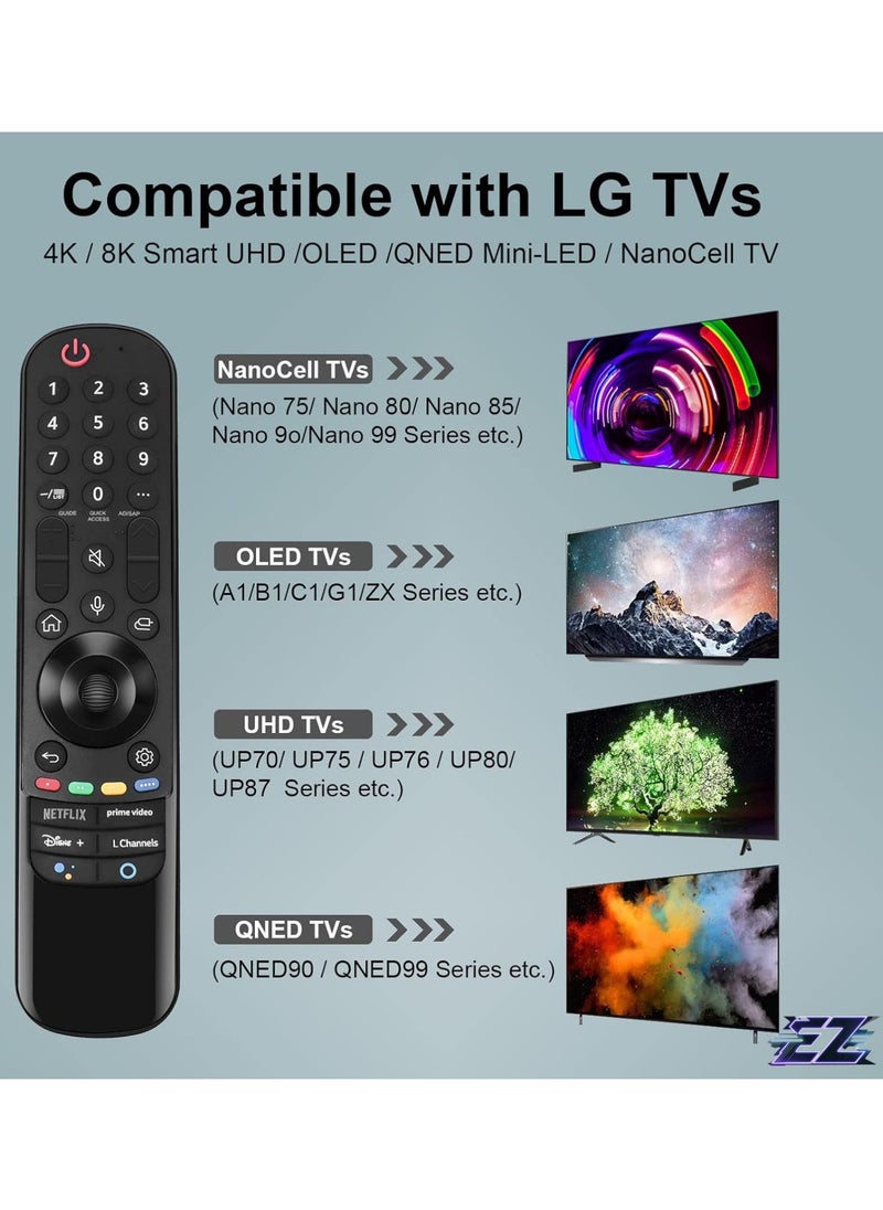 Voice Magic for LG TV Remote Control Replacement Compatible with LG Magic Remote MR23GN with Pointer and Voice Function for LG UHD OLED QNED NanoCell MiniLED C1 C2 C3 4K 8K Smart TVs with Battery