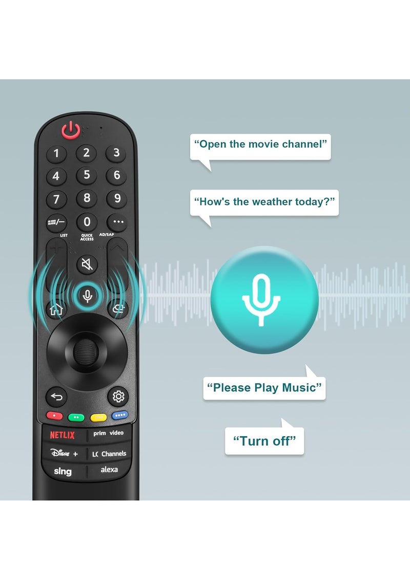 Voice Magic for LG TV Remote Control Replacement Compatible with LG Magic Remote MR23GN with Pointer and Voice Function for LG UHD OLED QNED NanoCell MiniLED C1 C2 C3 4K 8K Smart TVs with Battery
