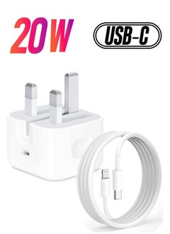 iPhone 20W Fast Charger | USB C Wall Fast Charger with 1m USB C to Lightning Cable Compatible with iPhone 14/14 Pro/14 Pro Max/13/12/SE2020/11/XR/XS Max/X/iPad