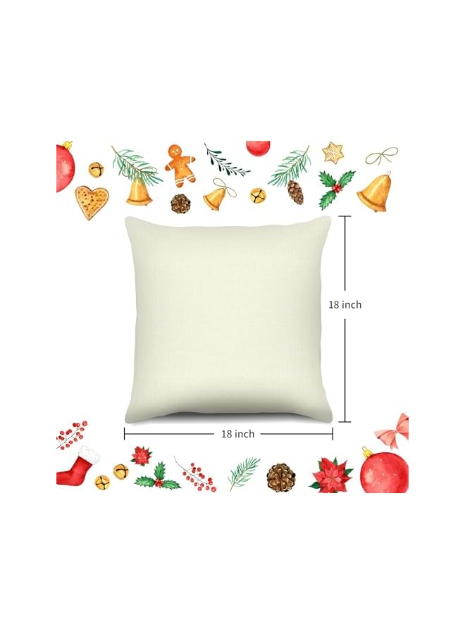 The Bros Set of 4 Christmas Decor Pillow Covers, Decorative Throw Pillowcase, for Winter Xmas Holiday Home Decor, for Sofa Couch, Christmas Tree Snowman Gloves Deer, 18x18inch, Brown - Image 2