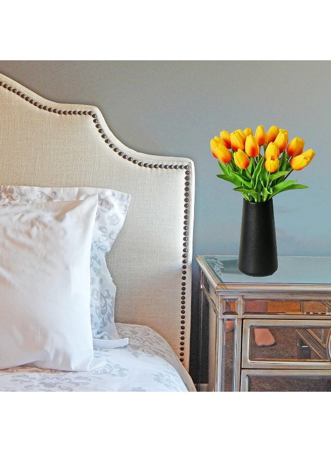 Mandy's Artificial Tulips 20 Stems Sunset PU Faux Flowers for Thanksgiving and Christmas Decorations Wedding Home Decor 13.5 Inch - Image 3