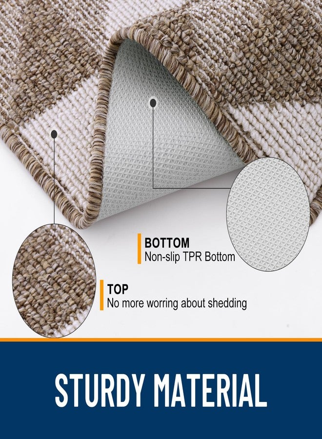 OLANLY Door Mat Indoor Entrance Washable 32x20, Odor-Free Low-Profile Front Back Geometric Doormat, Absorbent Resist Dirt Entry Carpet, Easy to Clean Sturdy Inside Floor Mats for Entryway, Brown - Image 3