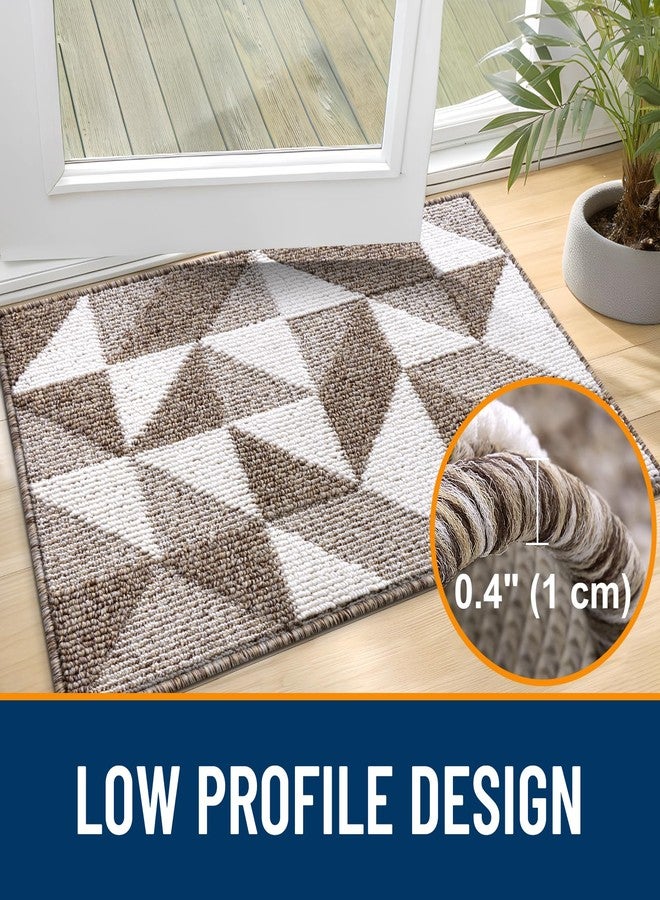 OLANLY Door Mat Indoor Entrance Washable 32x20, Odor-Free Low-Profile Front Back Geometric Doormat, Absorbent Resist Dirt Entry Carpet, Easy to Clean Sturdy Inside Floor Mats for Entryway, Brown - Image 4