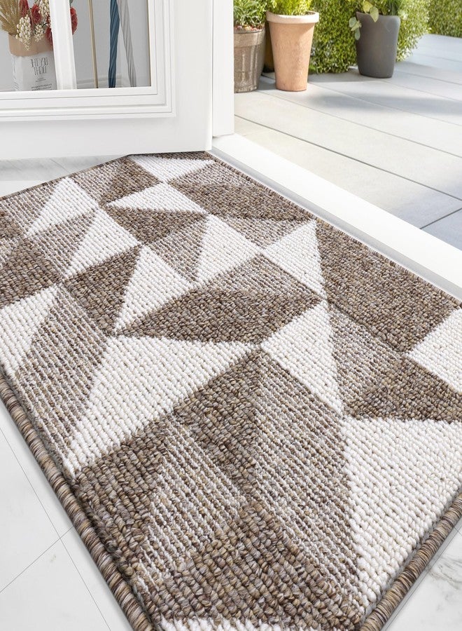 OLANLY Door Mat Indoor Entrance Washable 32x20, Odor-Free Low-Profile Front Back Geometric Doormat, Absorbent Resist Dirt Entry Carpet, Easy to Clean Sturdy Inside Floor Mats for Entryway, Brown - Image 1