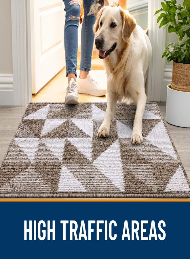 OLANLY Door Mat Indoor Entrance Washable 32x20, Odor-Free Low-Profile Front Back Geometric Doormat, Absorbent Resist Dirt Entry Carpet, Easy to Clean Sturdy Inside Floor Mats for Entryway, Brown - Image 5
