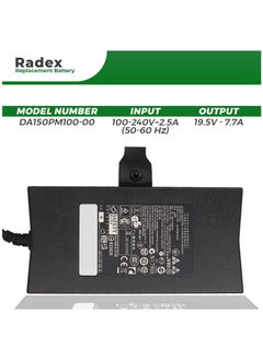 RADEX Laptop Power Adapter (150W 19.5V / 7.7A) BRP Compatible with Dell Alienware M14x M15x, Precision M4400 M4500 Precision M90 M6300 M6400 (Without Power Cable)  - Image 2
