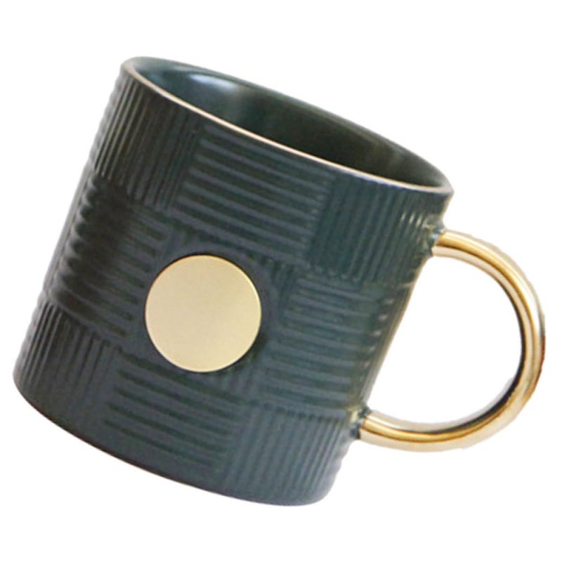Vintage Green Striped Ceramic Mug 400ml Retro Coffee Tea Cup for Home Office - Image 2