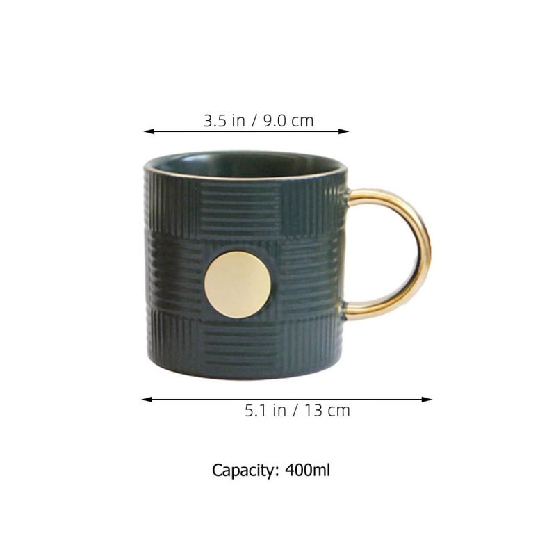 Vintage Green Striped Ceramic Mug 400ml Retro Coffee Tea Cup for Home Office - Image 3