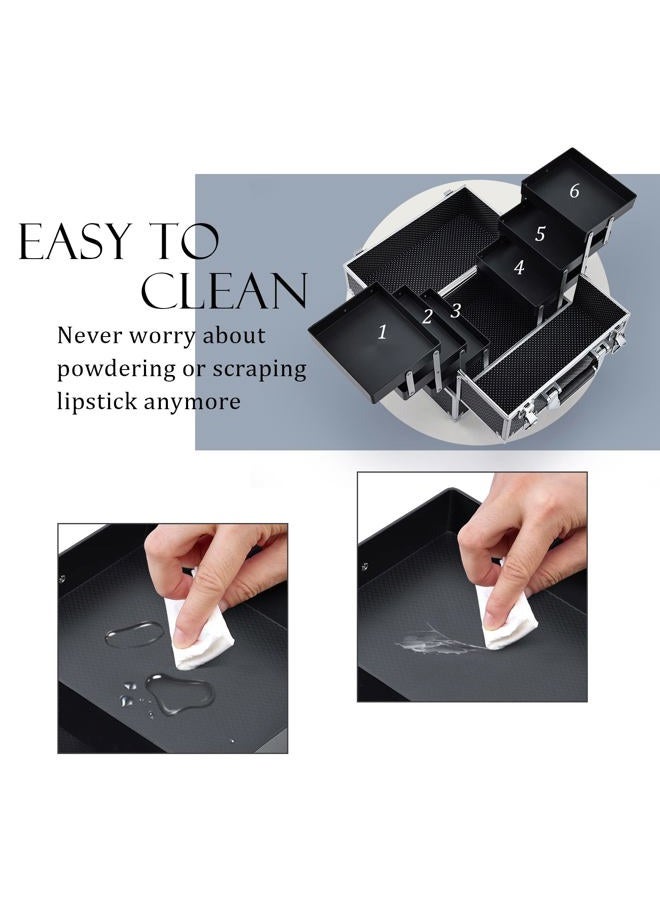 FRENESSA Makeup Train Case 12 inch Large Portable Cosmetic Case - 6 Tier Trays Professional Makeup Storage Organizer Box Make Up Carrier with Lockable keys Travel Case for Women and Girls - Black - Image 4