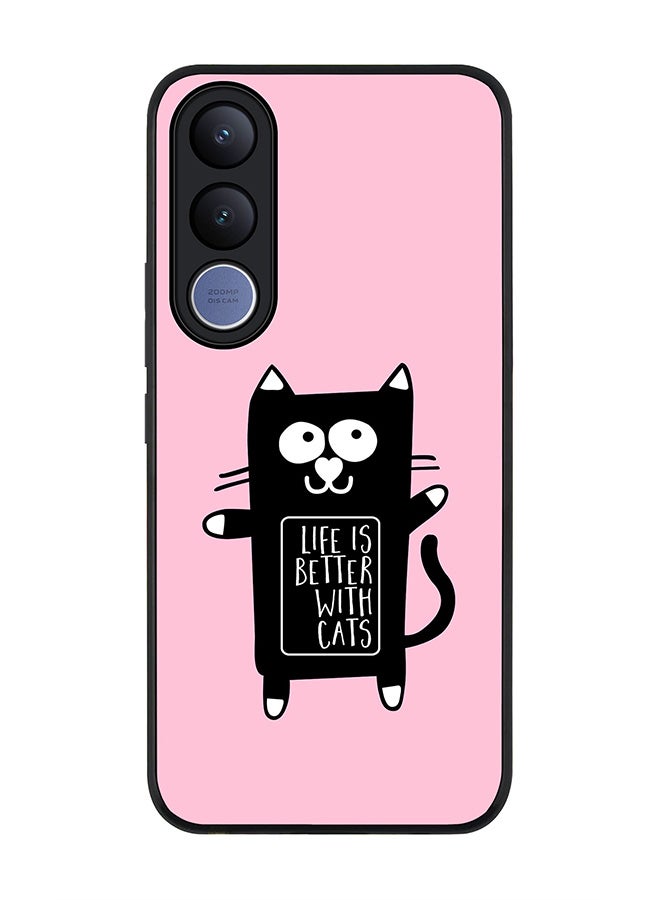 Stylizedd For vivo V70 FE Case,Slim fit Camera Protection, Shockproof Thin Phone cover  - Life is better with cats - Image 1