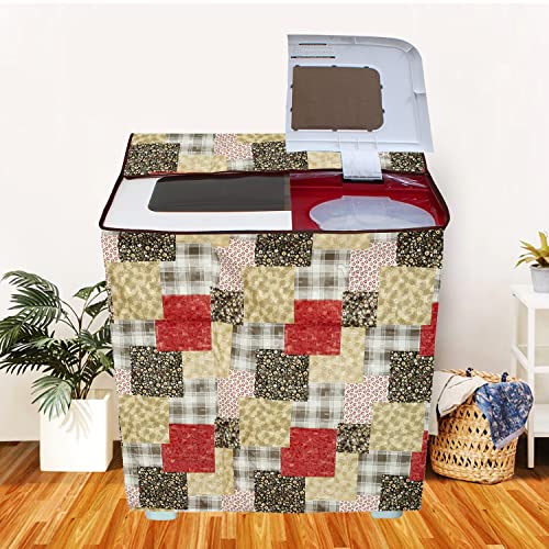 E-Retailer® Waterproof PVC Semi Automatic Washing Machine Cover With Zip Enclosure Suitable For 5kg to 8kg (Color-Floral Multi, Size-33x22x37 Inches) - Image 1