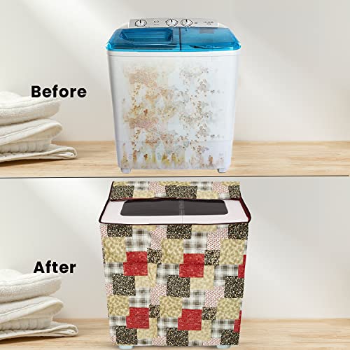 E-Retailer® Waterproof PVC Semi Automatic Washing Machine Cover With Zip Enclosure Suitable For 5kg to 8kg (Color-Floral Multi, Size-33x22x37 Inches) - Image 5