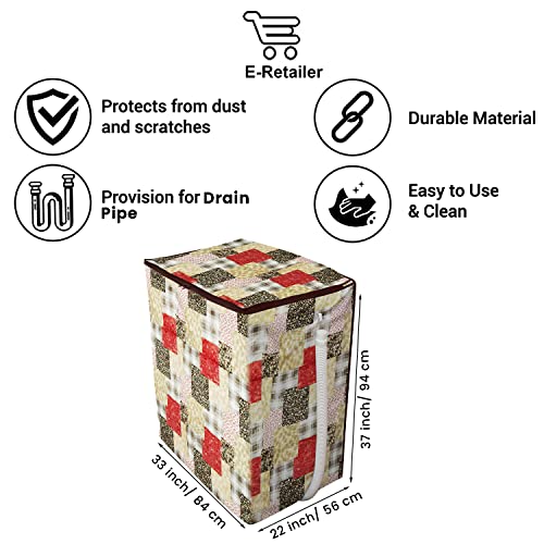 E-Retailer® Waterproof PVC Semi Automatic Washing Machine Cover With Zip Enclosure Suitable For 5kg to 8kg (Color-Floral Multi, Size-33x22x37 Inches) - Image 3