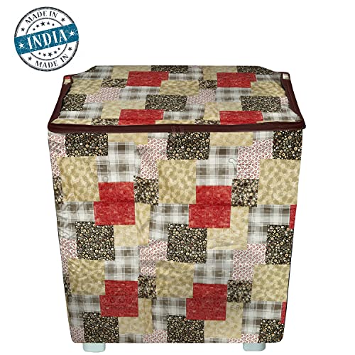 E-Retailer® Waterproof PVC Semi Automatic Washing Machine Cover With Zip Enclosure Suitable For 5kg to 8kg (Color-Floral Multi, Size-33x22x37 Inches) - Image 4