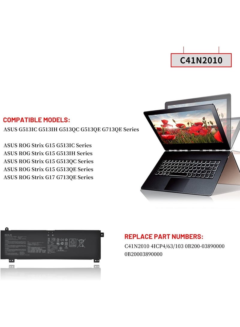 Terabyte بطارية لابتوب C41N2010 لأجهزة ASUS ROG Strix G15 G513IC G513IH G513QC G513QE G17 G713QE G513IC HN055T G513IH HN086T G513QC HF002T G513QE HN010T G513QE WH96 G713QE RB74 Series 0B200 03890000 - Image 4