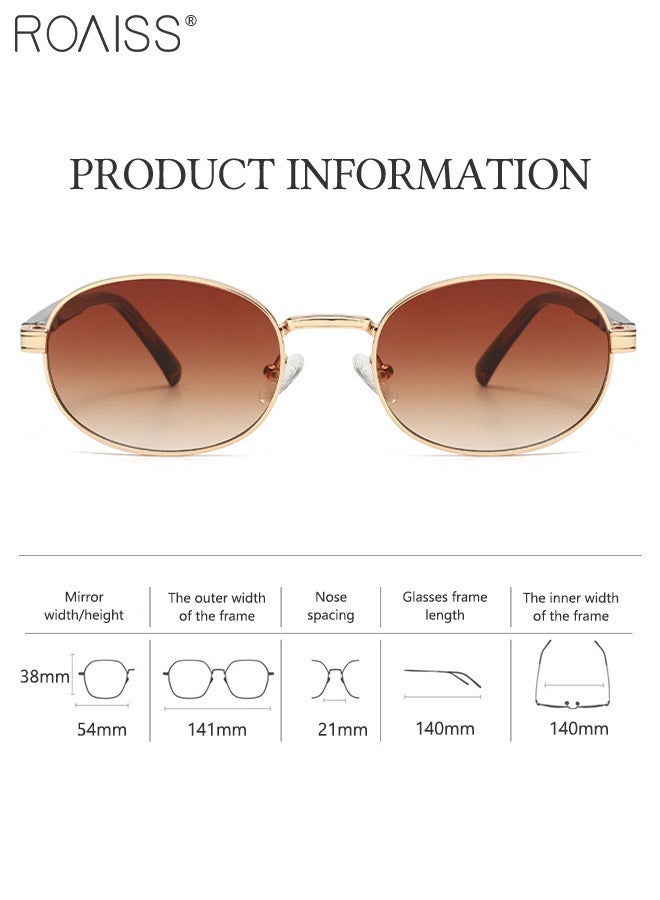 رويس نظارات شمسية بيضاوية بتصميم كلاسيكي للنساء والرجال، حماية من الأشعة فوق البنفسجية UV400 بعدسات بنية متدرجة، نظارات شمسية عصرية مضادة للوهج للنساء مع حافظة نظارات، 54 مم - Image 4