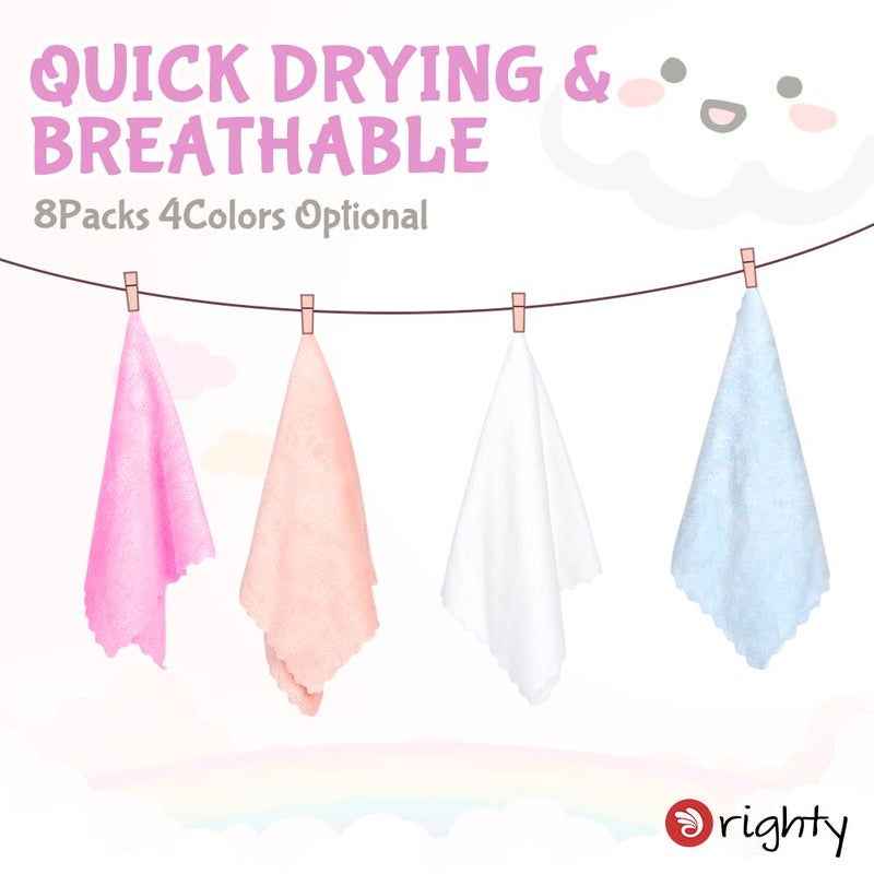 Orighty Burp Cloths for Baby - Super Soft & Highly Absorbent Coral Fleece, 12 x 16 Inch Gentle & Large Burp Rugs, 8 Pack - Image 5