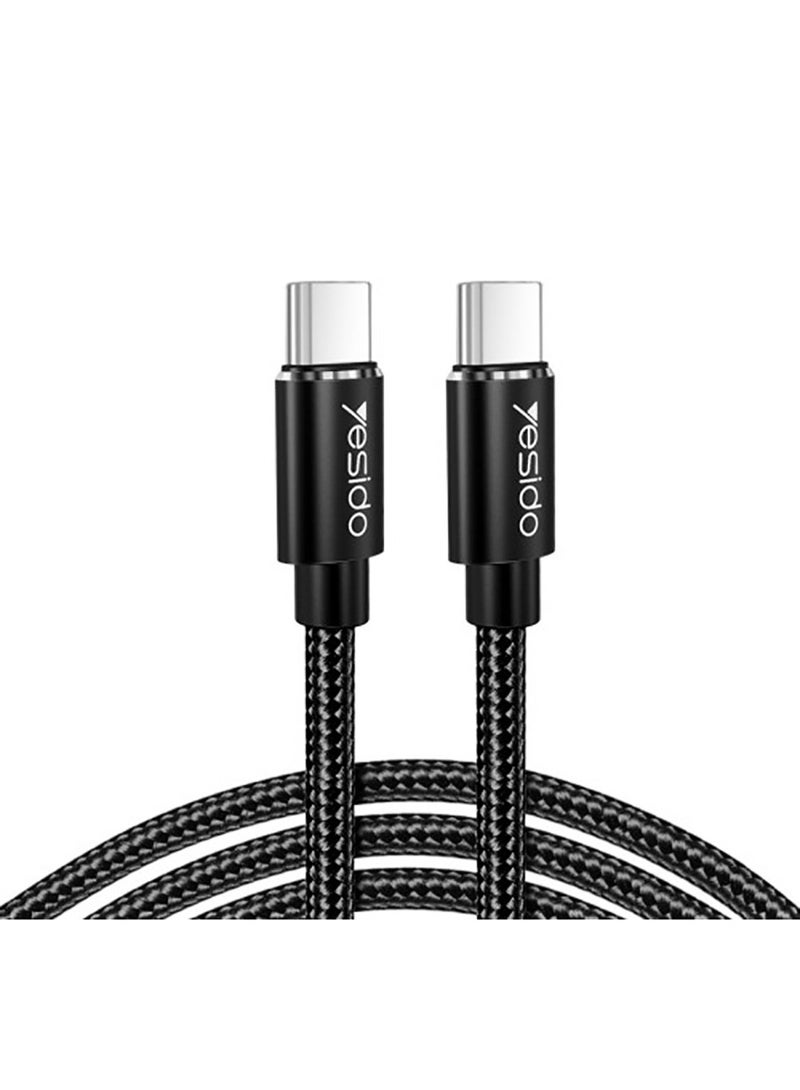 Yesido CA55 Type-C To Type-C Nylon Braided Phone Charger Cable 45W 3A Fast Charging Mobile Data Cable Black - Image 1