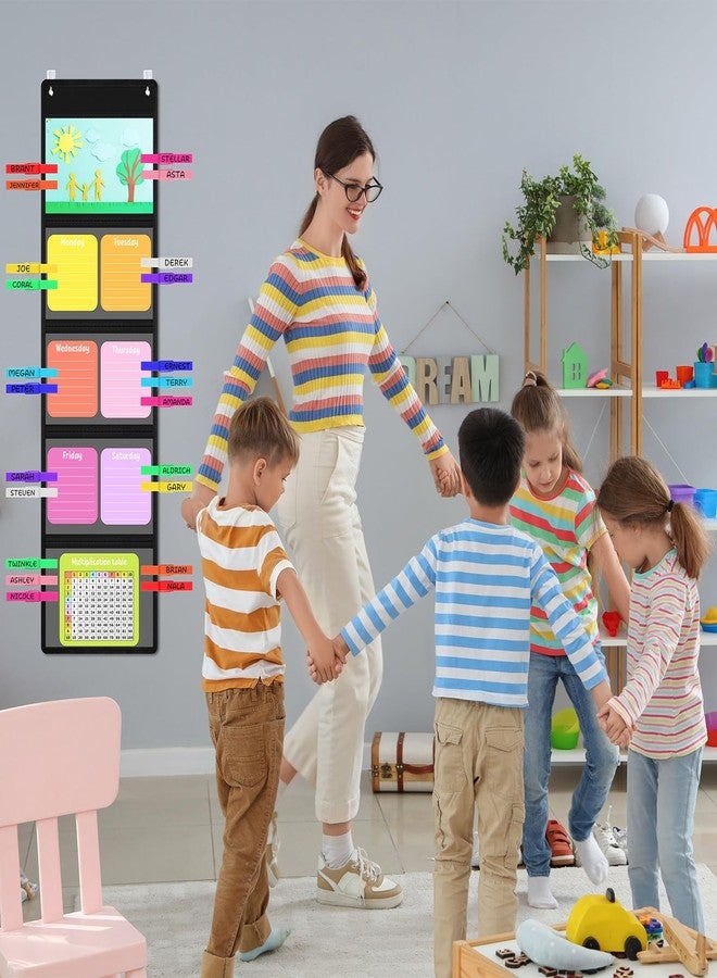 MotiMind 26 Pcs Student Behavior Clip Chart for Classroom, Black 5 Pockets Storage Pocket Chart with Wooden Clips for Operation Christmas Items Demonstrations Teacher Office Organization - Image 5