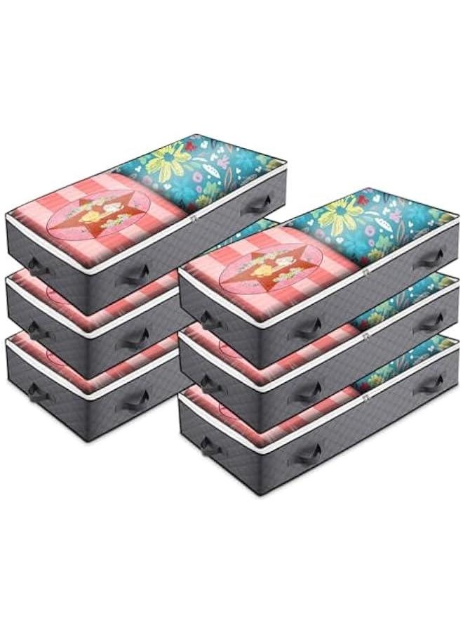 HOOKOR - Under Bed Storage Containers, 6 Pack Closet Organizers and Storage Bins, Collapsible Underbed Storage Bags for Blankets, Towels, Comforter, Sweaters, Linen Sheets (32-01-6p) - Image 1