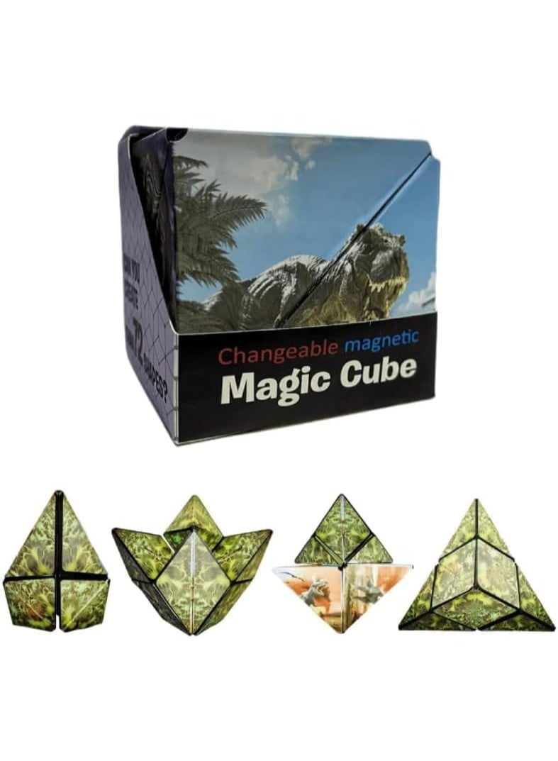 Fidget Cube with 36 Rare Earth Magnets Transforms into 72+ Shapes Gift for Boys and Girls by KidZone (Multicolor Dinosaurs) - Image 1