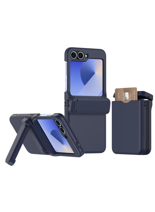 اس-توب جراب لهاتف Samsung Galaxy Z Flip5 5G مزود بسلسلة مطاطية زنبركية وفتحة بطاقة من الكمبيوتر الشخصي وحامل قابل للطي - Image 1