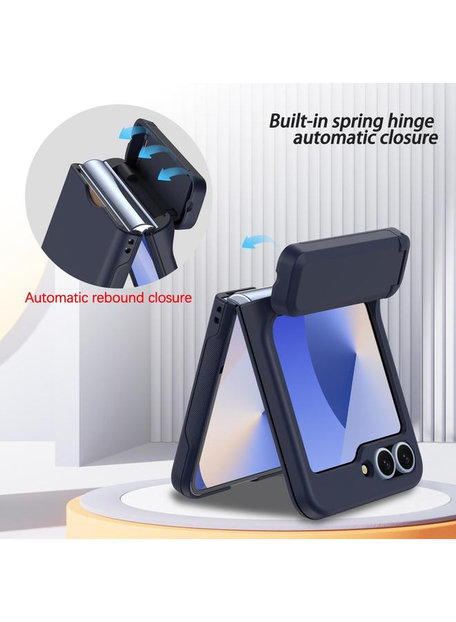 اس-توب جراب لهاتف Samsung Galaxy Z Flip5 5G مزود بسلسلة مطاطية زنبركية وفتحة بطاقة من الكمبيوتر الشخصي وحامل قابل للطي - Image 4