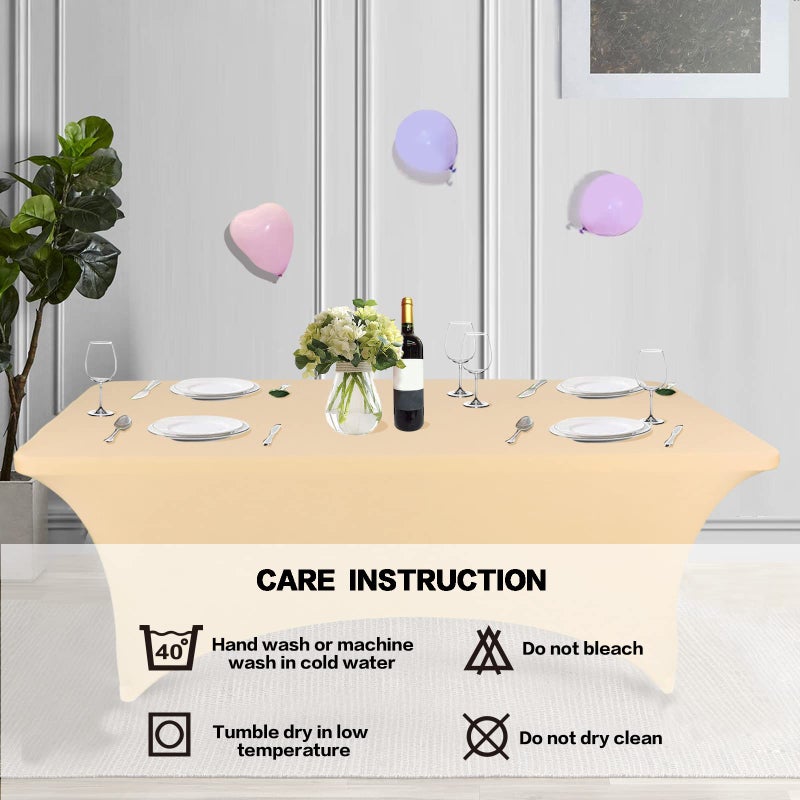 IVAPUPU 6FT Table Cloth for Rectangular Fitted Events Stretch Champagne Table Covers Washable Table Cover Spandex Tablecloth Table Protector for Party  Wedding  Cocktail  Banquet  Festival - Image 5
